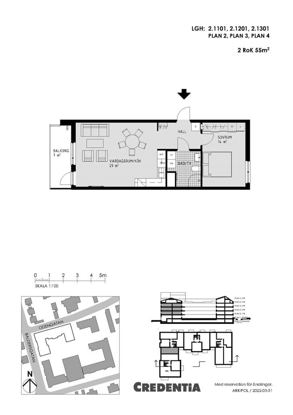 Bostadsrätt, Odengatan 2A, Lgh 2.1101, Norrtälje
