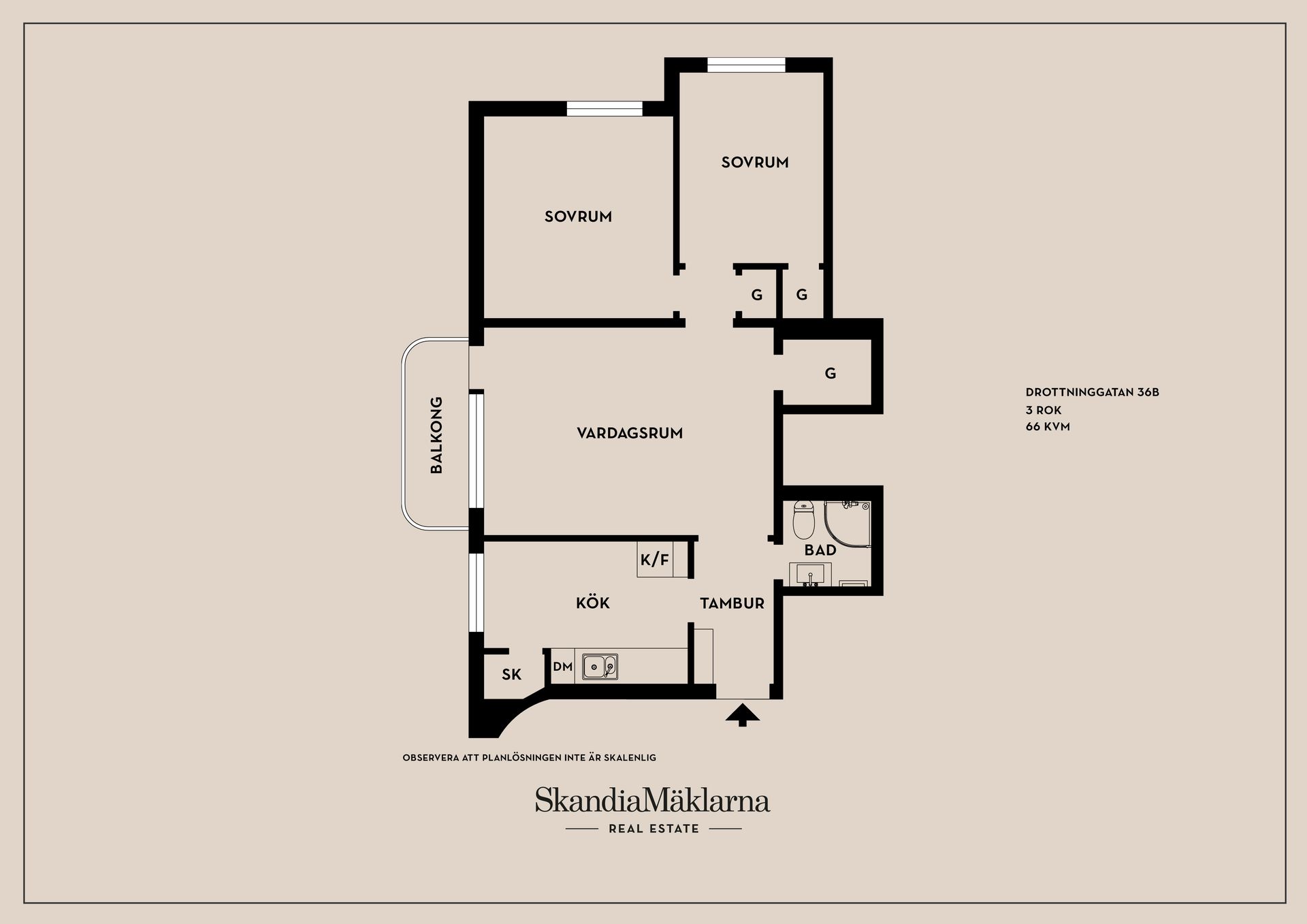 Bostadsrätt, Drottninggatan 36B, Centralt, Linköping