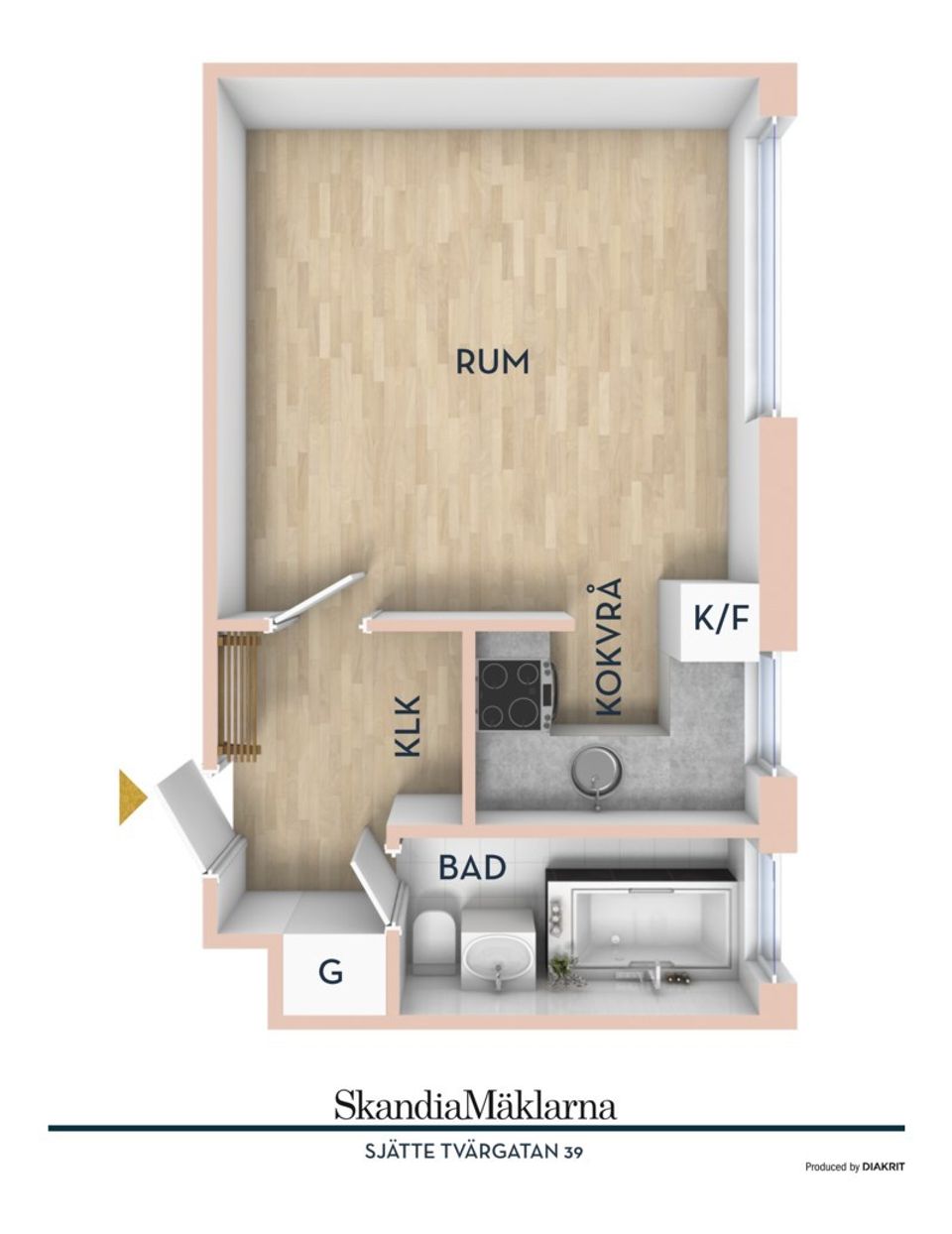 Bostadsrätt, Sjätte Tvärgatan 39, Brynäs, Gävle