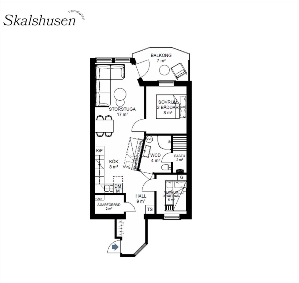 Bostadsrätt, Skalshöjdens väg 6C - Z8 Entréplan, Vemdalsskalet, Härjedalen