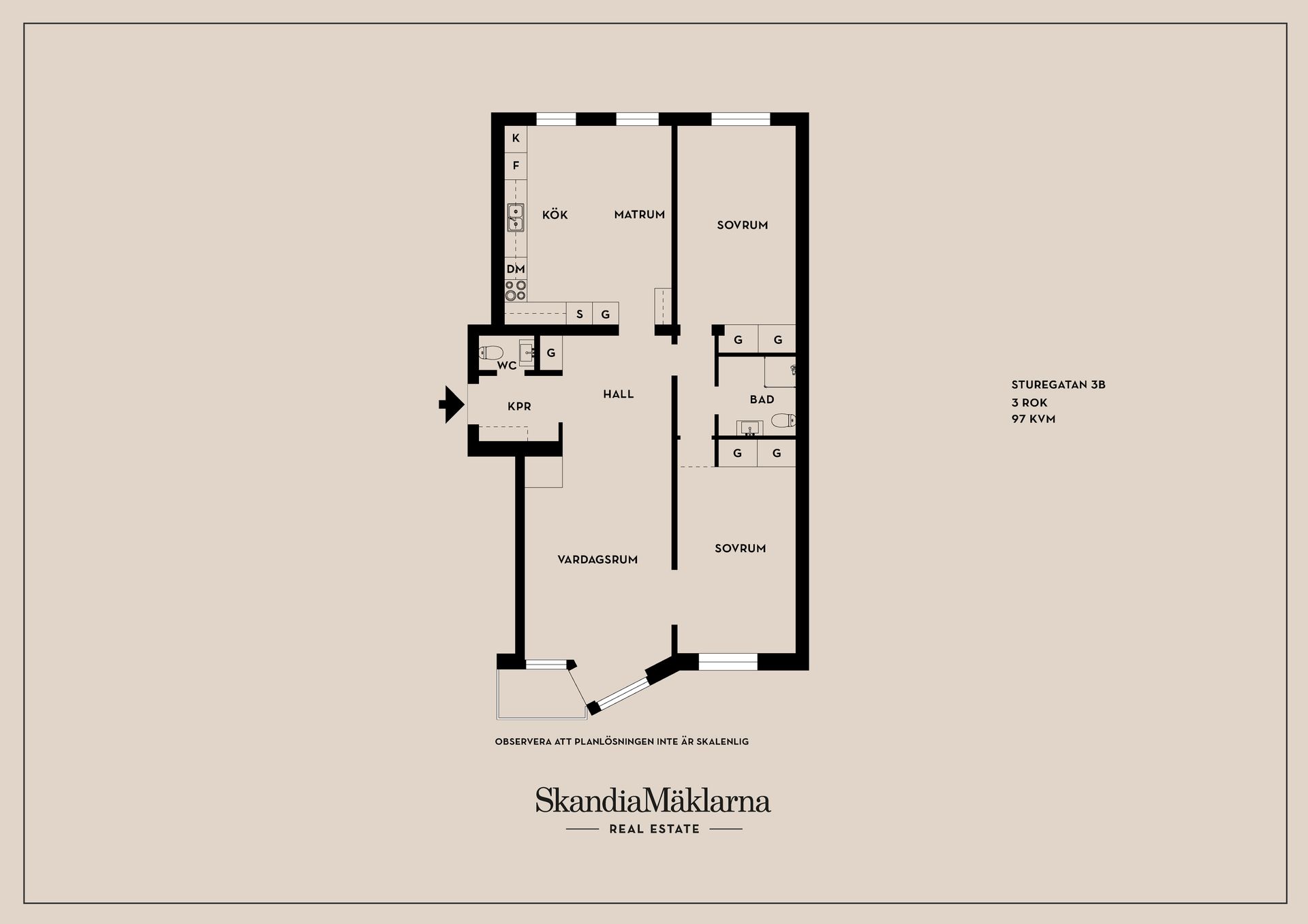 Bostadsrätt, Sturegatan 3B, Centralt, Linköping