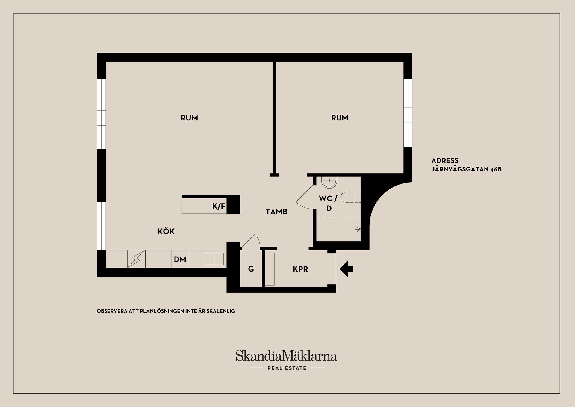 Bostadsrätt, Järnvägsgatan 46B, Centralt Väster, Nyköping