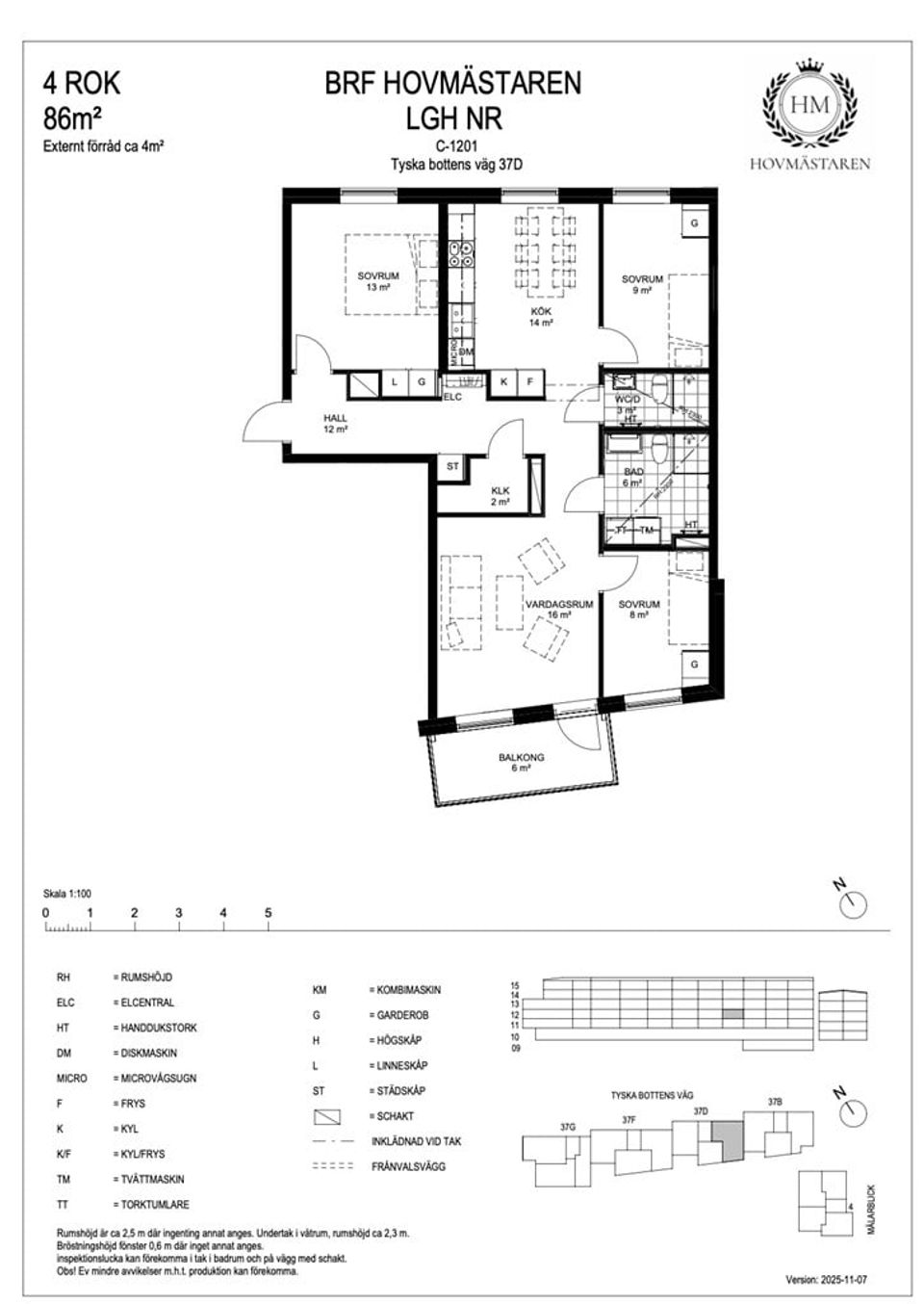 Bostadsrätt, Tyska Bottens Väg 37D, C-1201, Stockholm
