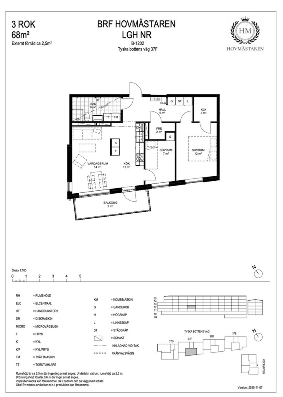 Bostadsrätt, Tyska Bottens Väg 37F B-1202, Stockholm