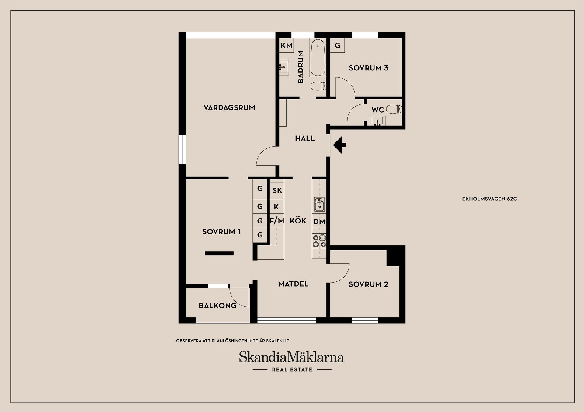 Bostadsrätt, Ekholmsvägen 62C, Ekholmen, Linköping