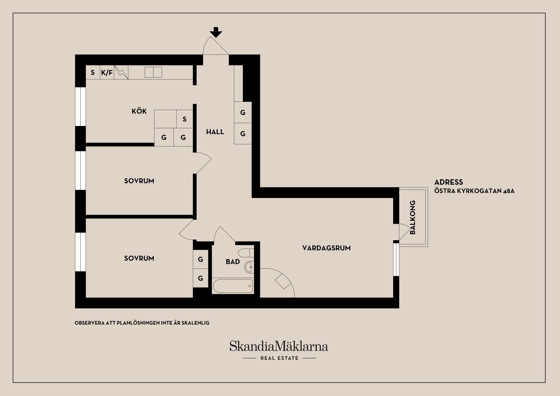 Bostadsrätt, Östra Kyrkogatan 48A, Centralt Öster, Nyköping