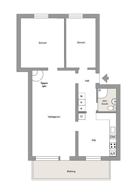 Bostadsrätt, Södra Skeppargatan 6A, Söder, Gävle
