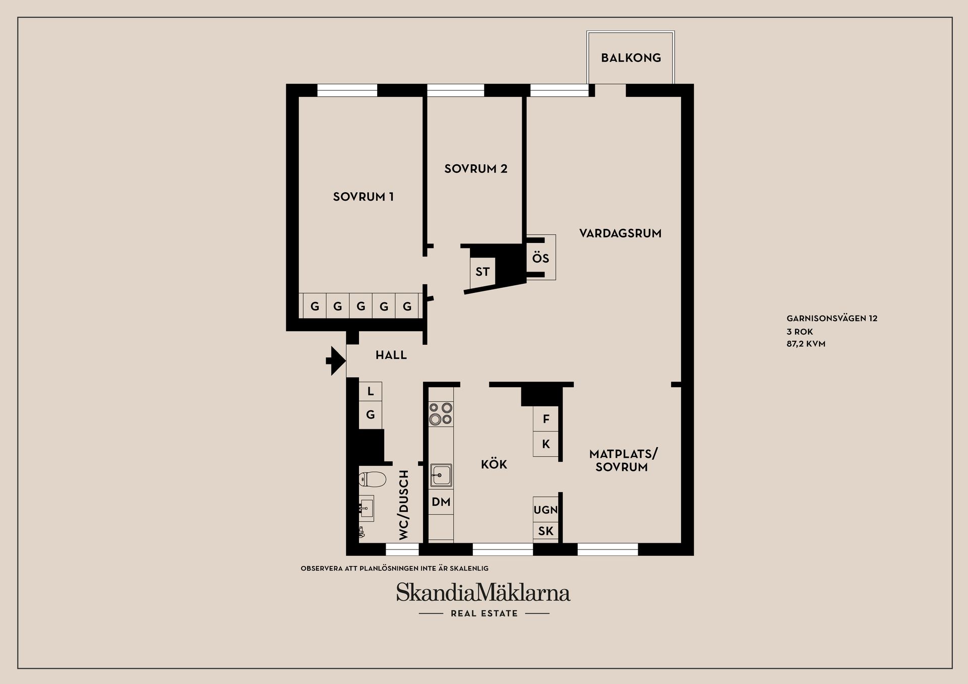 Bostadsrätt, Garnisonsvägen 12, Garnisonen, Linköping