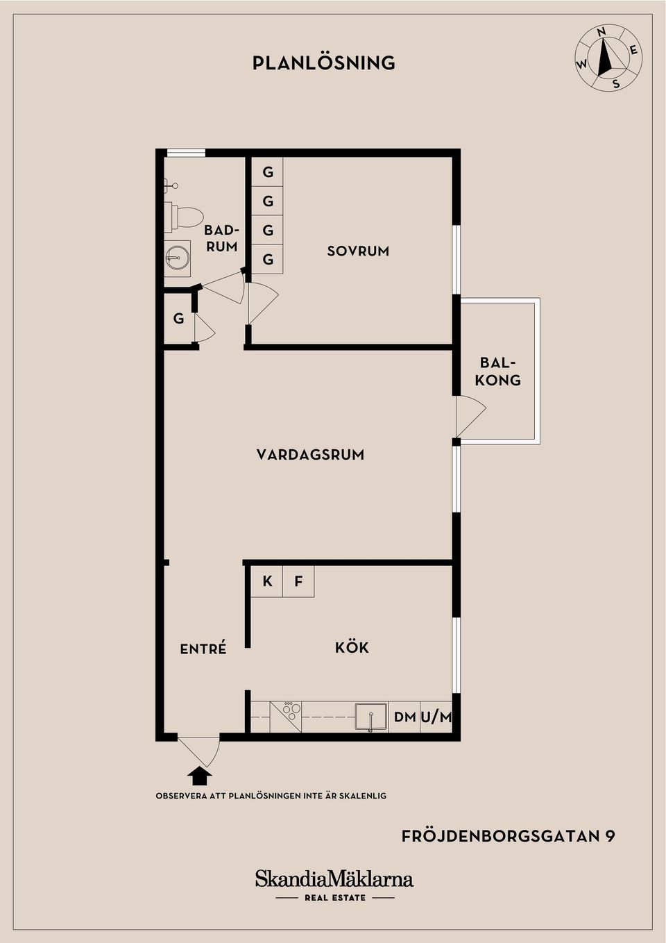 Bostadsrätt, Fröjdenborgsgatan 9, Väster, Landskrona