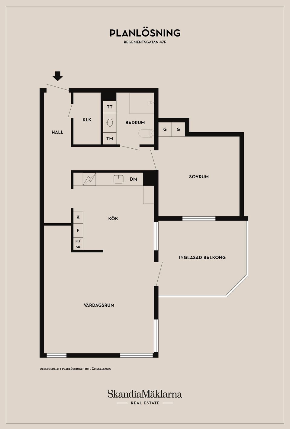 Bostadsrätt, Regementsgatan 47F, Centrum, Ystad