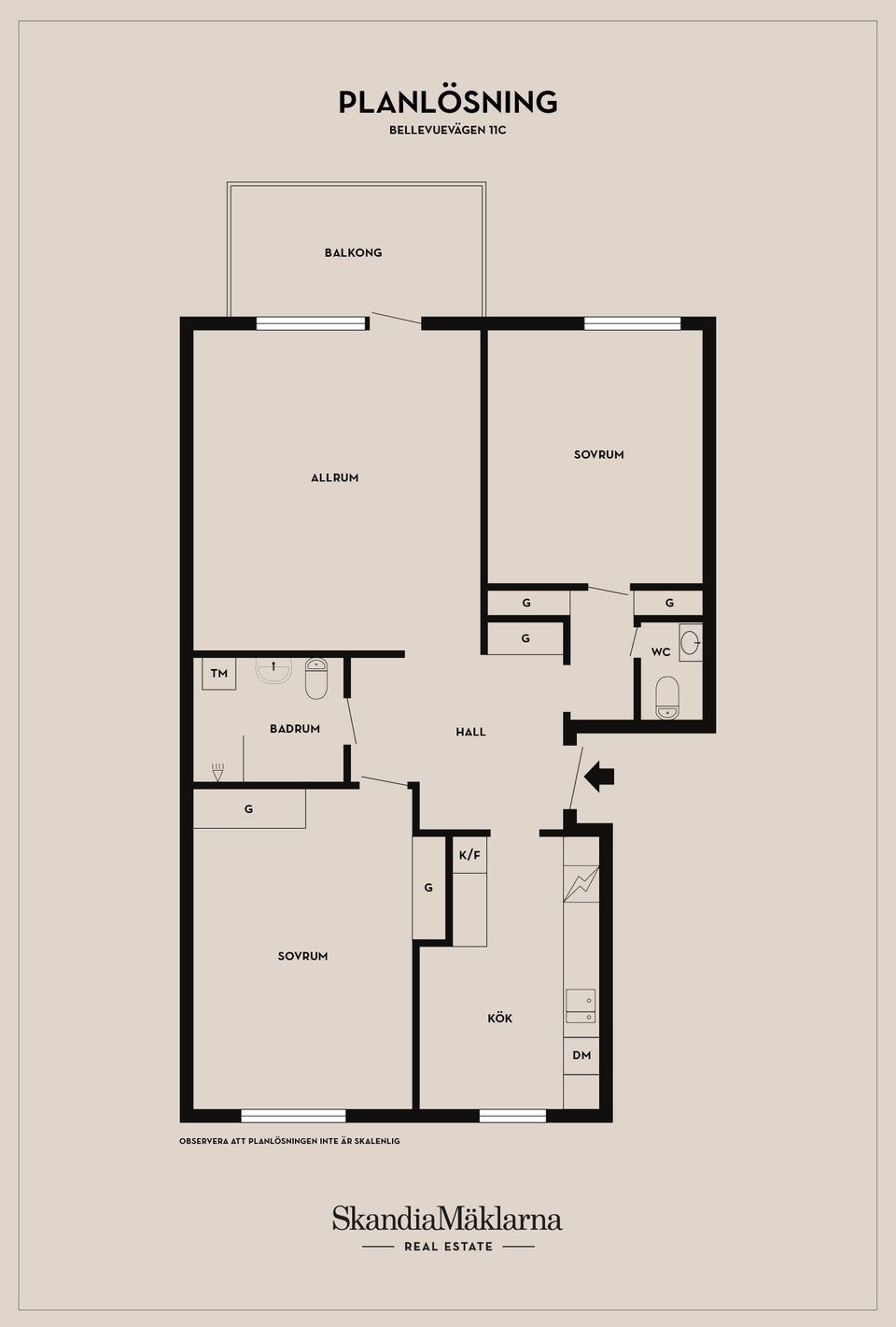 Bostadsrätt, Bellevuevägen 11C, Bellevue, Ystad