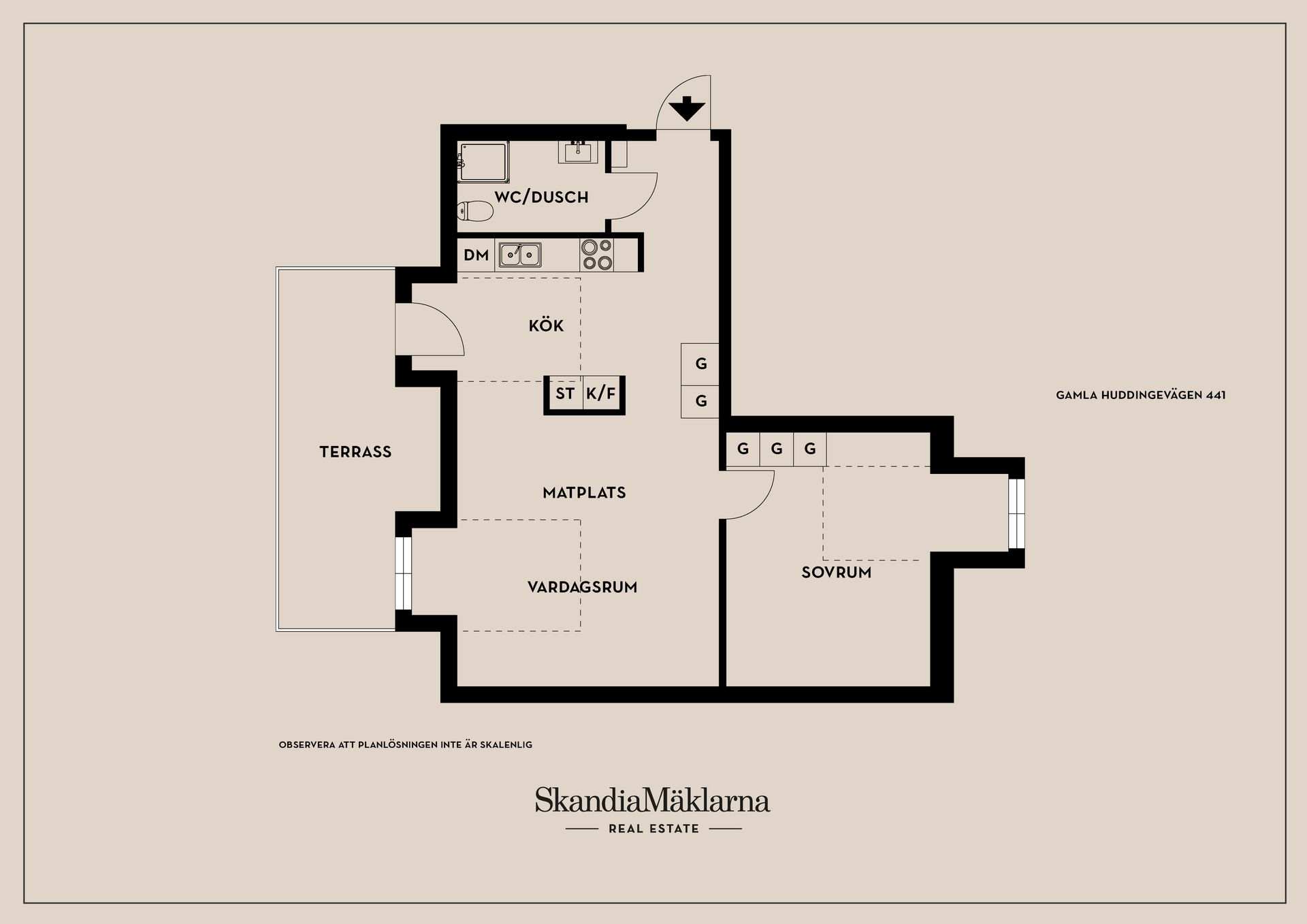 Bostadsrätt, Gamla Huddingevägen 441, Örby, Stockholm