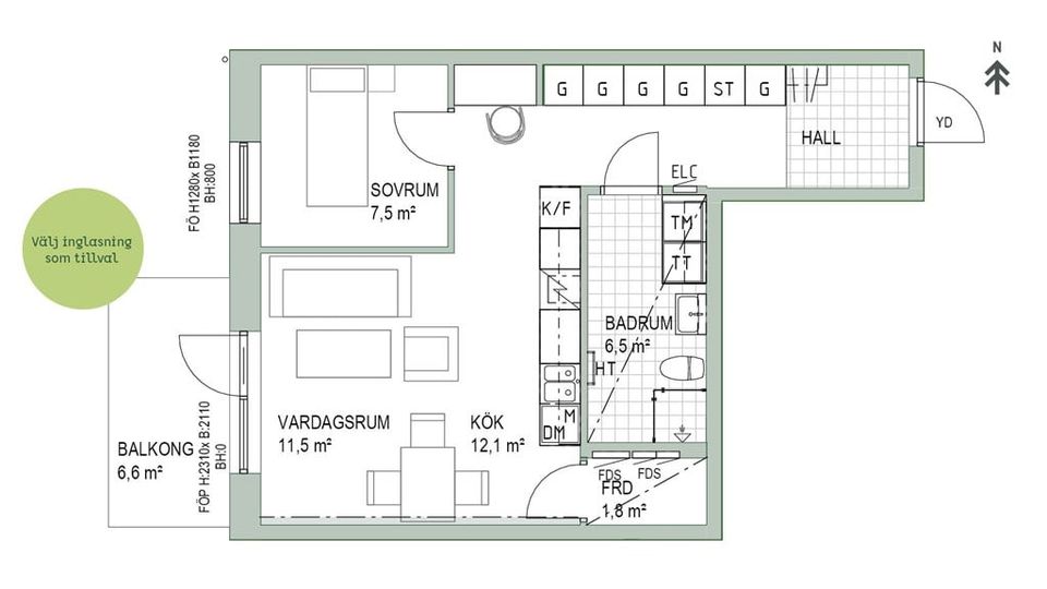 Bostadsrätt, Sjöfartsgatan 34, (1-1105), Norra Borstahusen, Landskrona