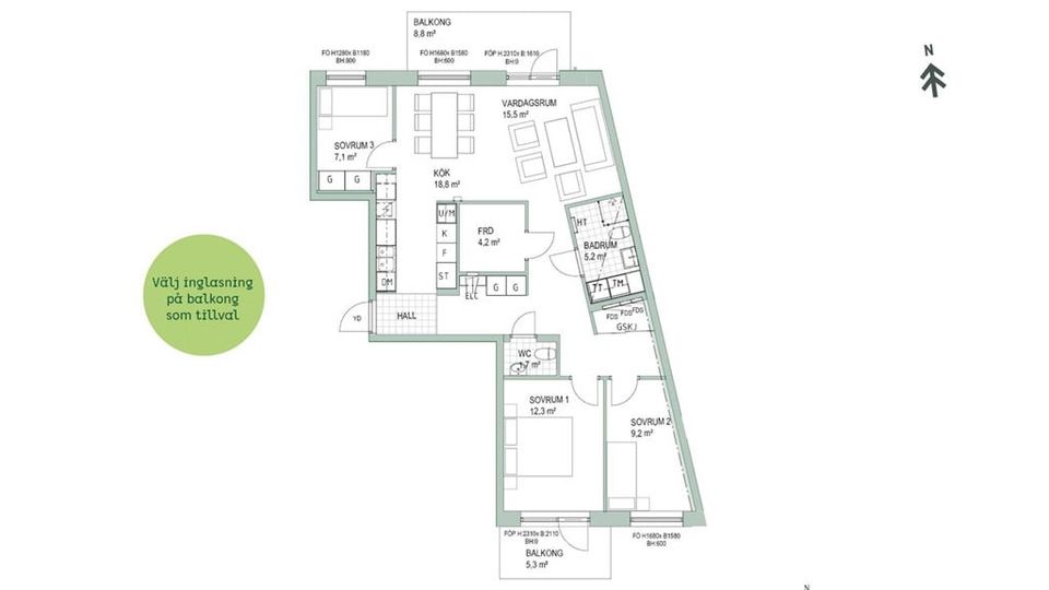 Bostadsrätt, Sjöfartsgatan 32, (2-1101), Norra Borstahusen, Landskrona