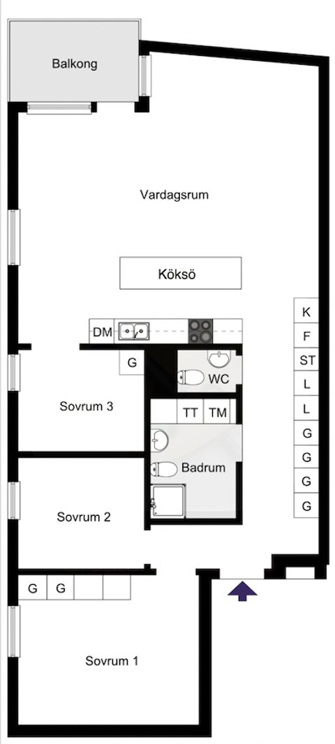 Bostadsrätt, Annedalsvägen 49, 3tr., Bromma / Mariehäll, Stockholm
