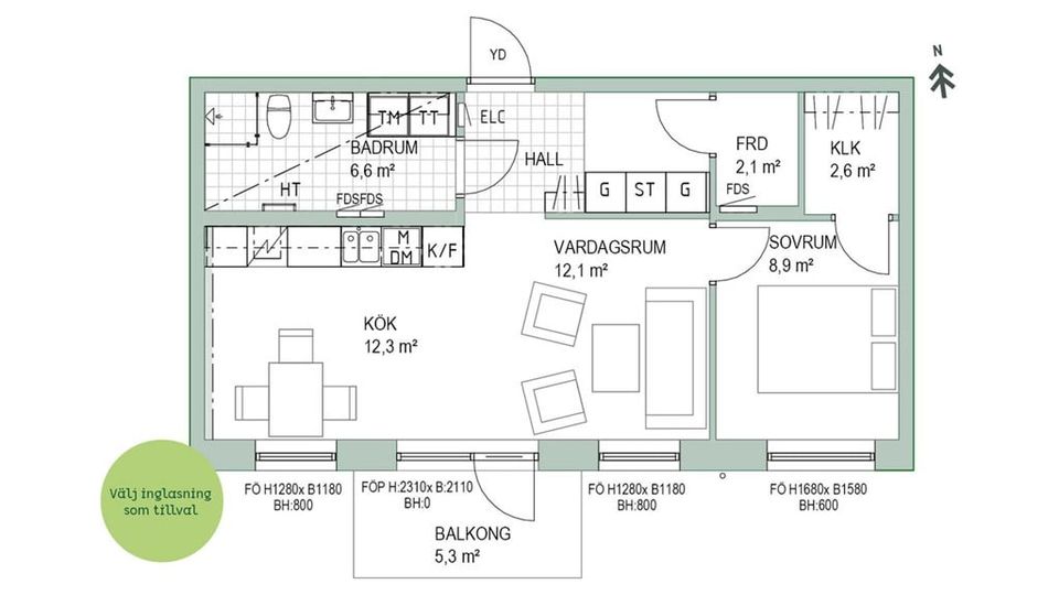 Bostadsrätt, Sjöfartsgatan 32, (2-1202), Norra Borstahusen, Landskrona
