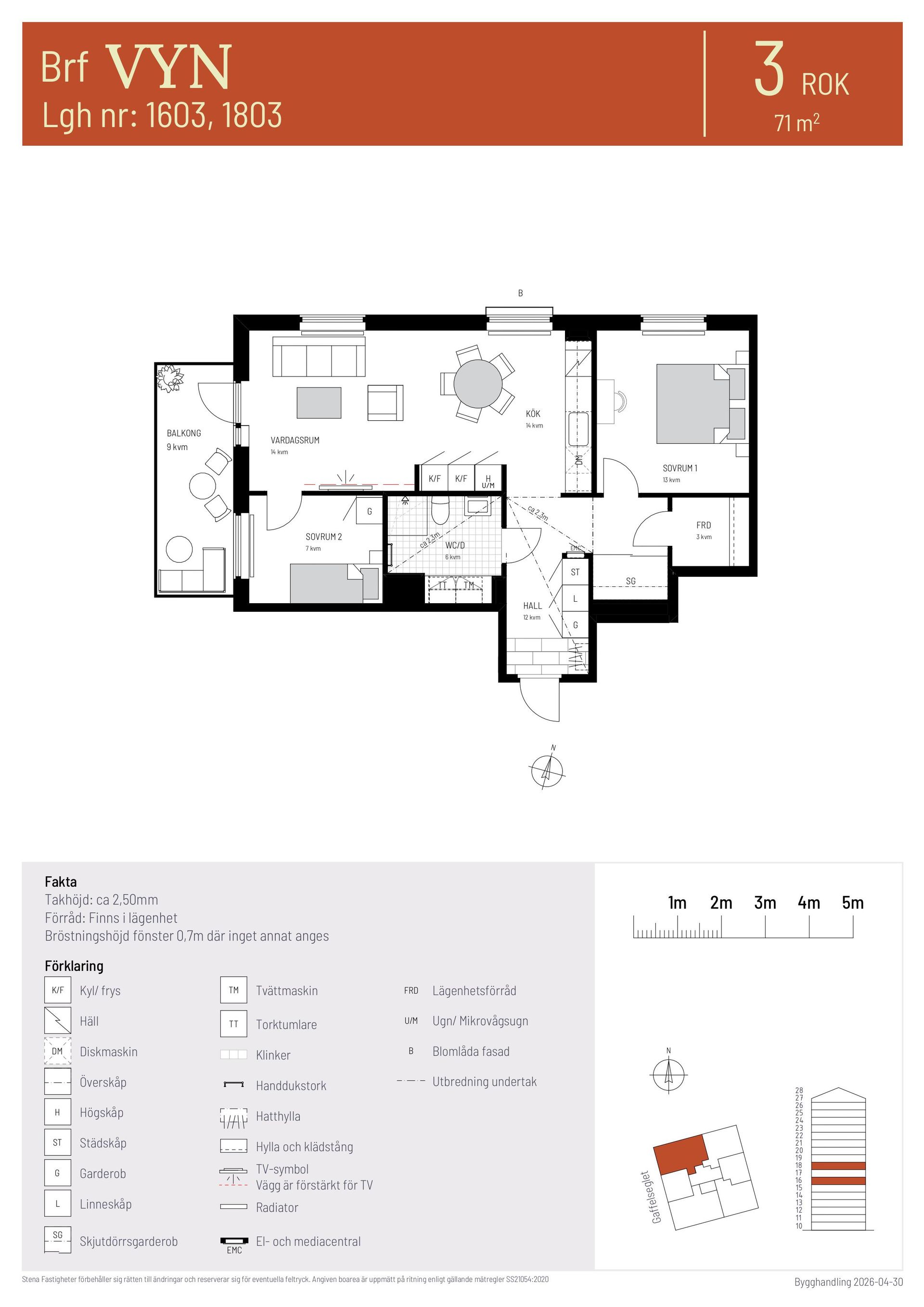 Bostadsrätt, Gaffelseglet 19 lgh 1603 Vyn, våning 6, Vega, Haninge