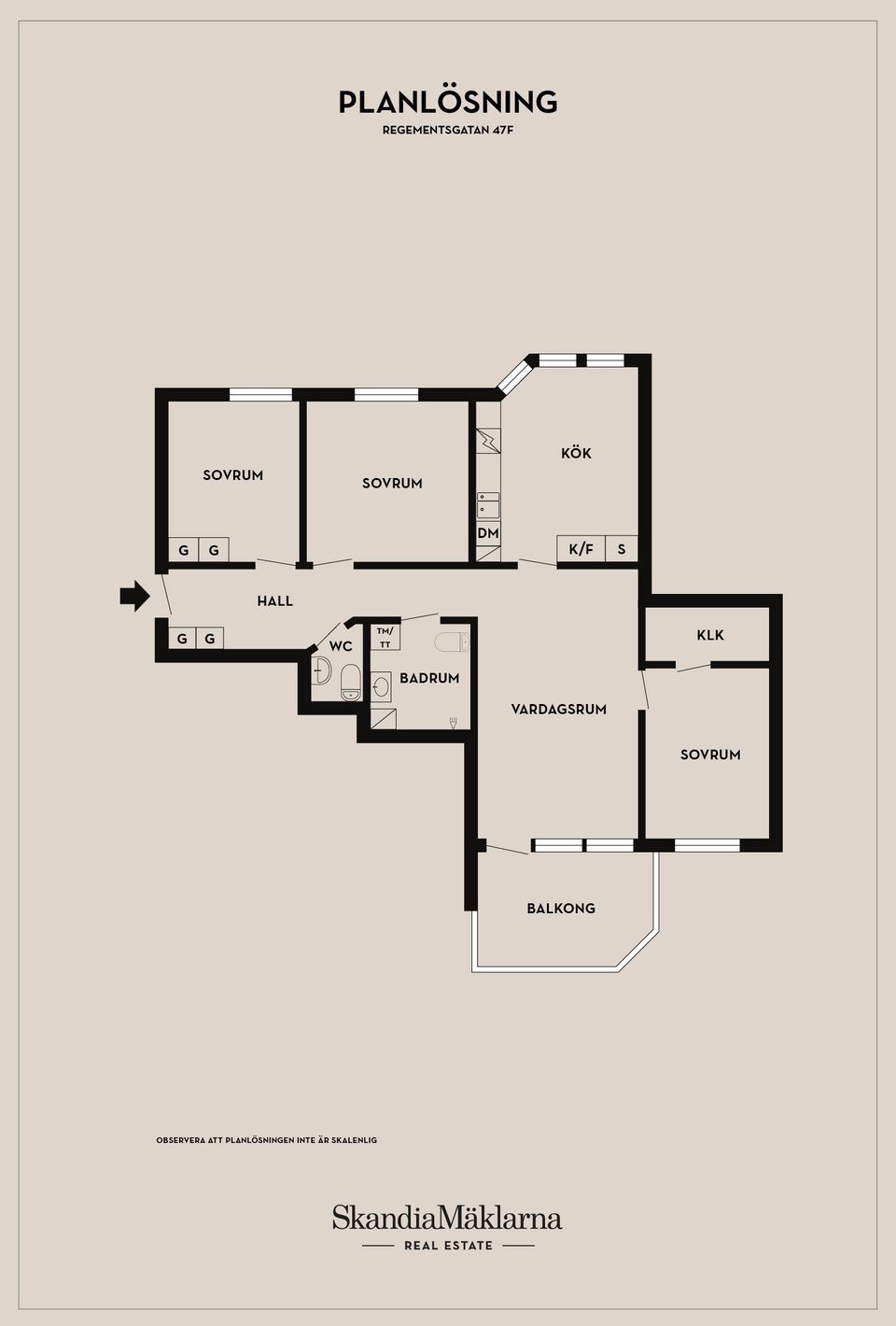 Bostadsrätt, Regementsgatan 47F, Centrum, Ystad
