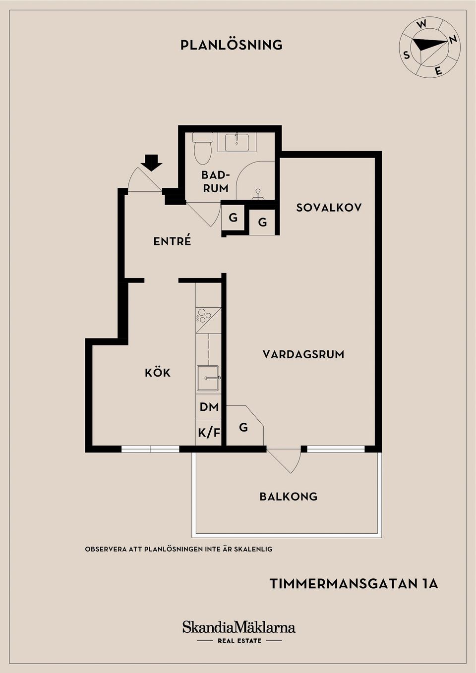Bostadsrätt, Timmermansgatan 1A, Väster, Landskrona