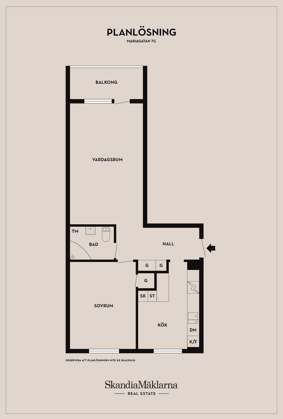 Bostadsrätt, Mariagatan 7C, Centrum, Ystad