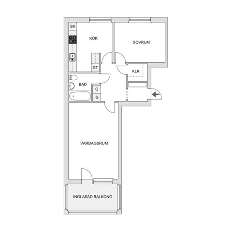 Bostadsrätt, Norskavägen 2C, Centrala Gällivare, Gällivare