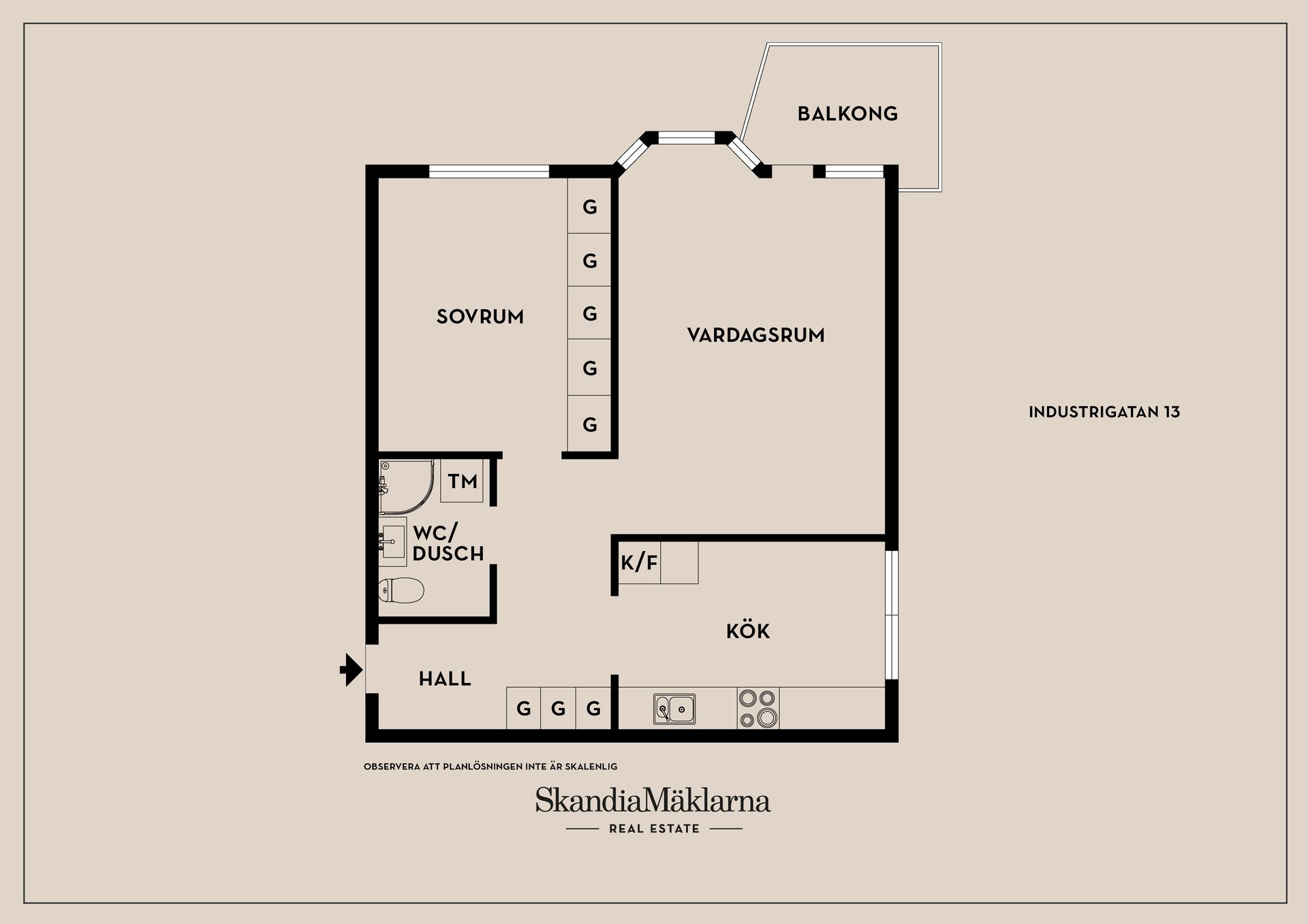 Bostadsrätt, Industrigatan 13, Centralt, Mjölby