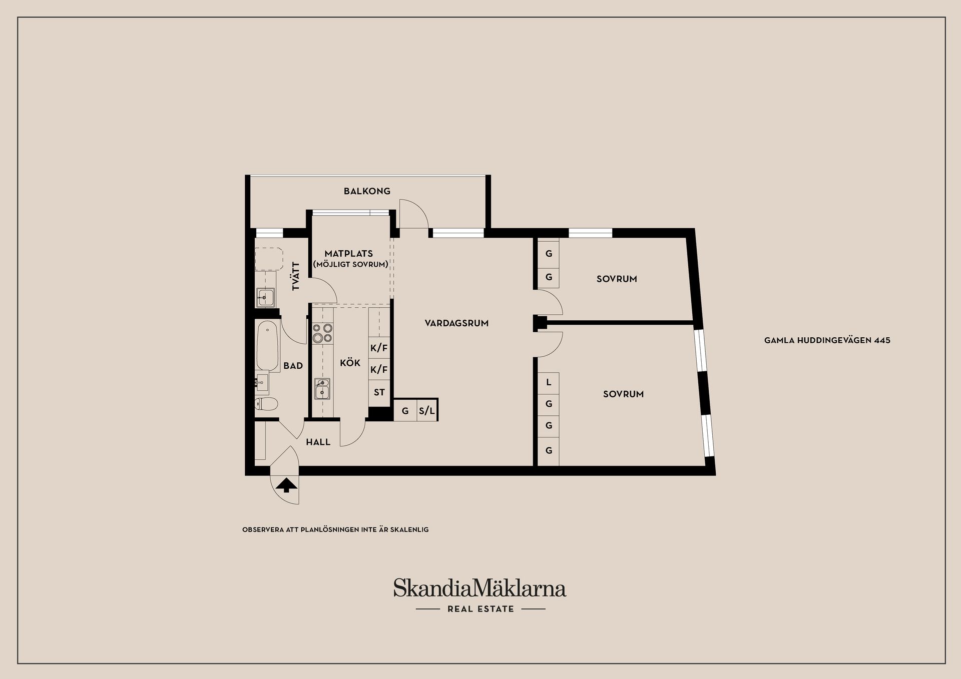 Bostadsrätt, Gamla Huddingevägen 445, Örby, Stockholm