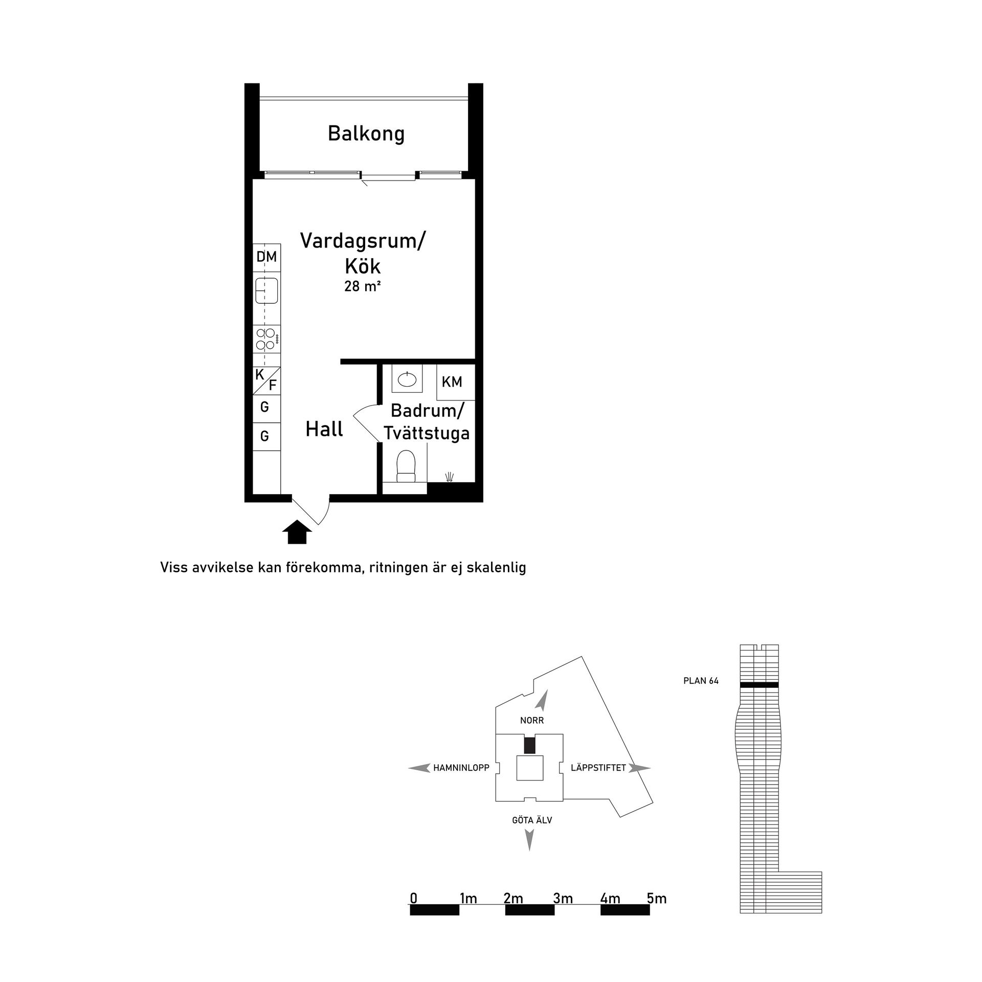 Bostadsrätt, Lodjursstråket 1 (Karlatornet vån 64), Lindholmen, Göteborg