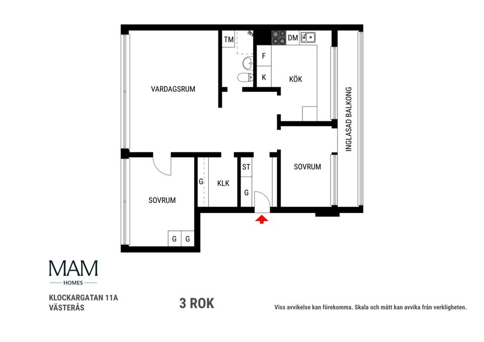 Bostadsrätt, Klockargatan 11A, Klockartorpet, Västerås