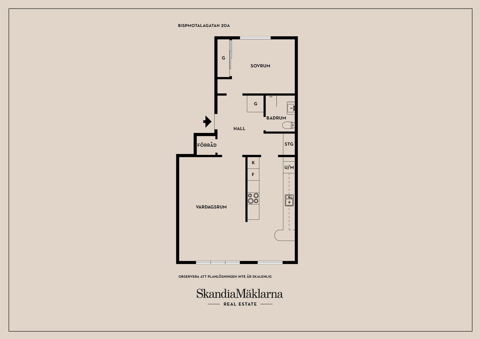 Bostadsrätt, Bispmotalagatan 20A, Centralt, Motala