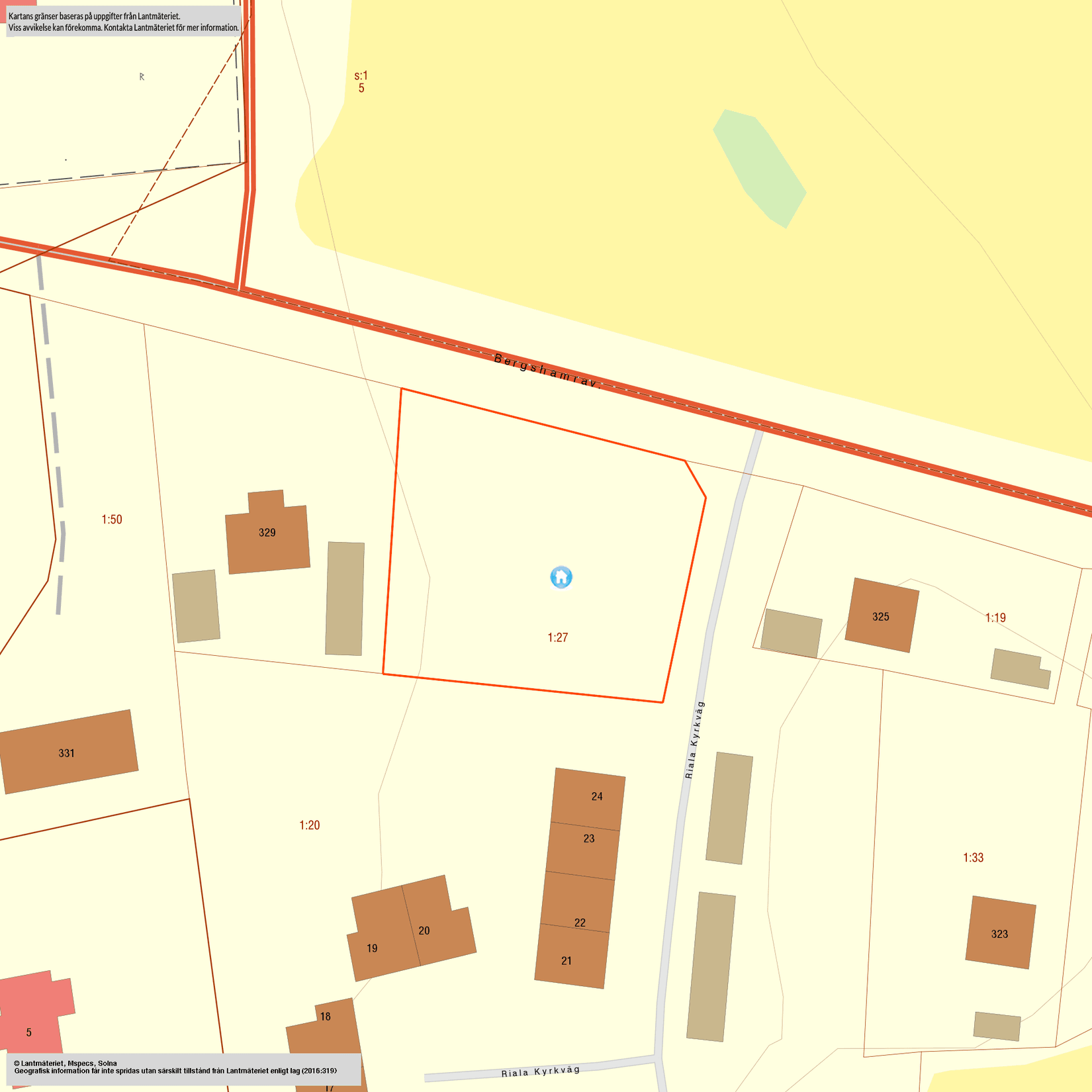 Tomt, Bergshamravägen 327, Riala, Norrtälje