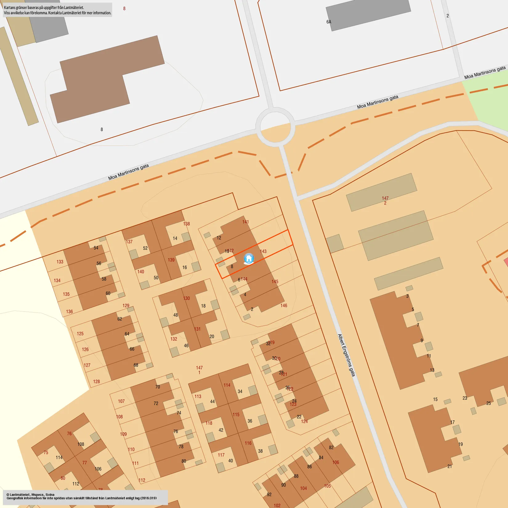 Radhus, Albert Engströms gata 8, Klockaretorpet, Norrköping