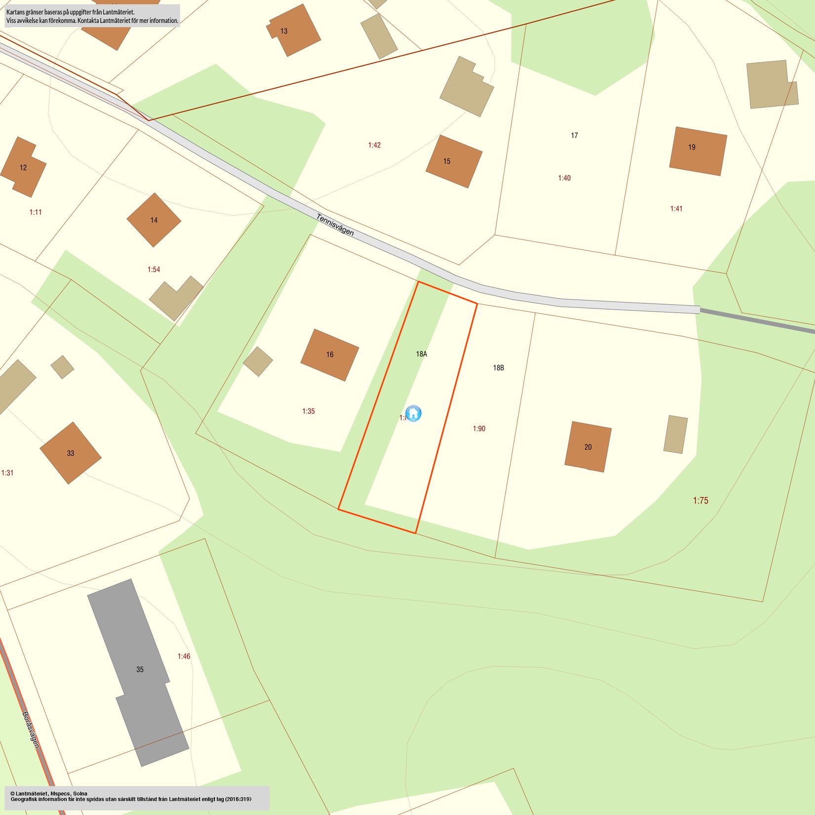 Tomt, Tennisvägen 18A, Borås