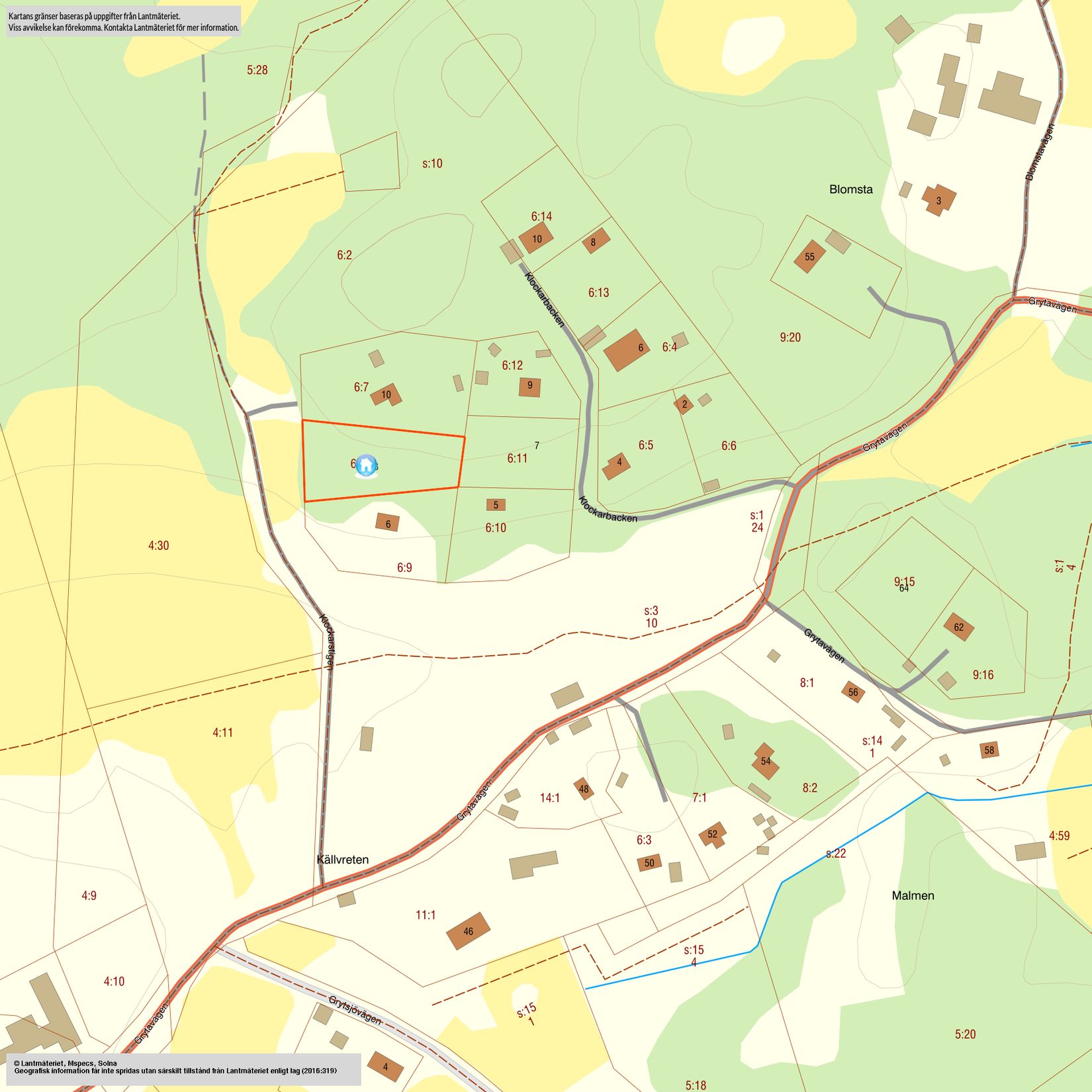 Tomt, Klockarstigen 8, Gryta, Norrtälje