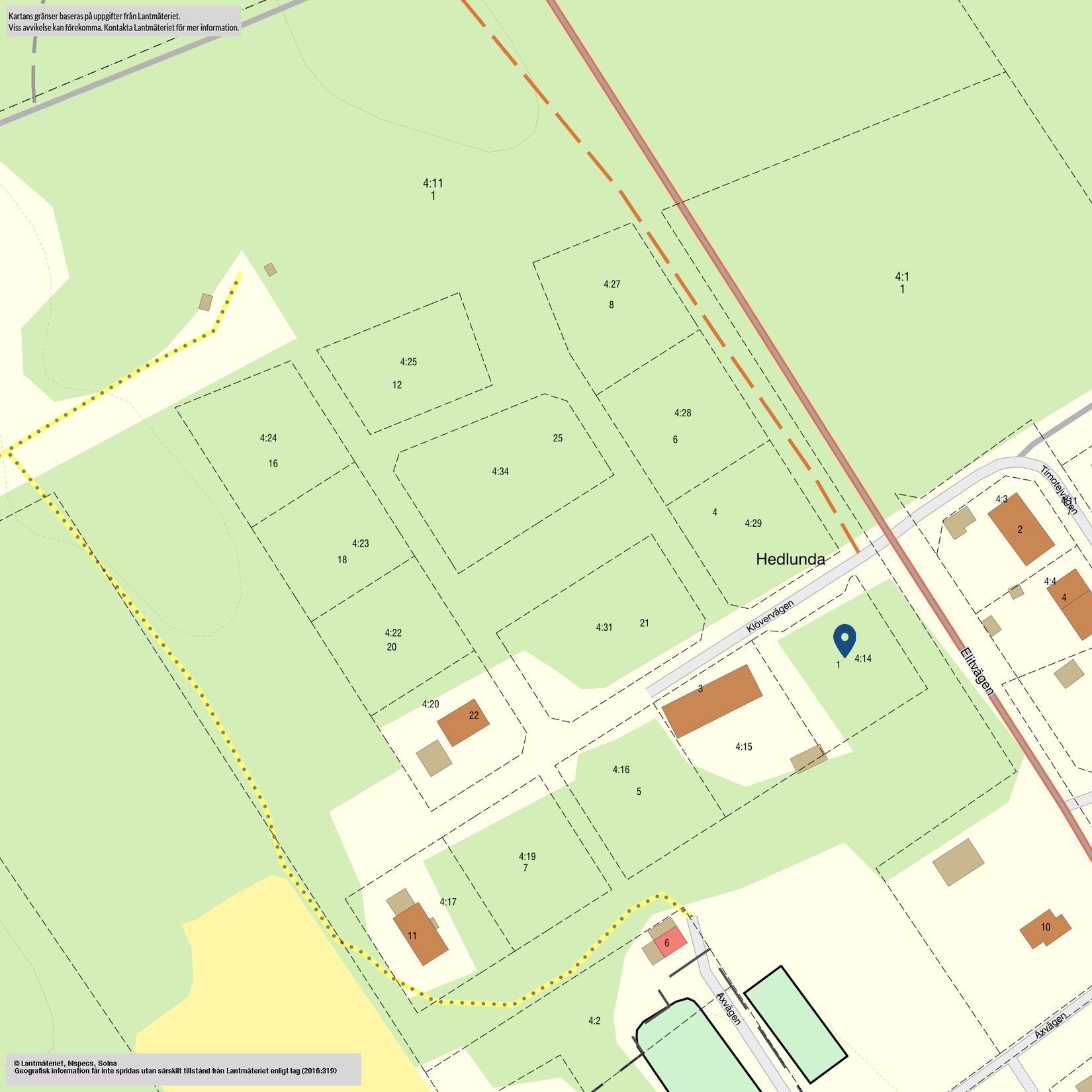 Tomt, Klövervägen 1, Hedlunda, Lycksele