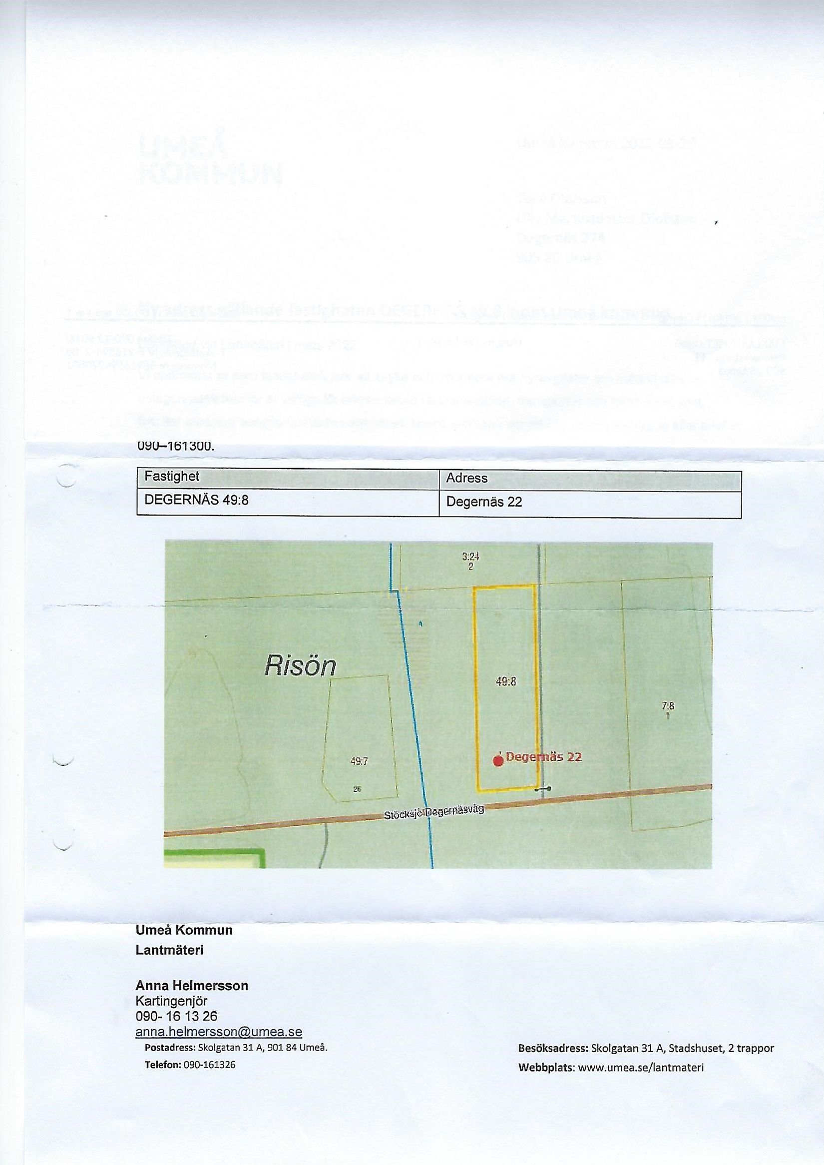 Tomt, Degernäs 22, Degernäs ( gränsande mot Öst Teg), Umeå