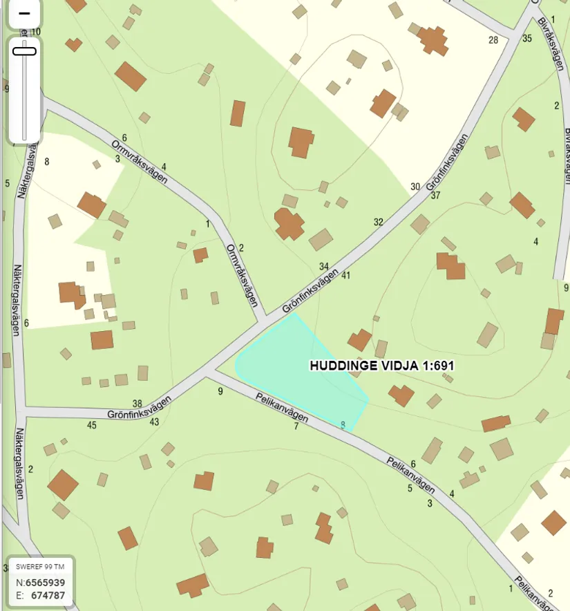 Tomt, Pelikanvägen 8, Vidja, Huddinge