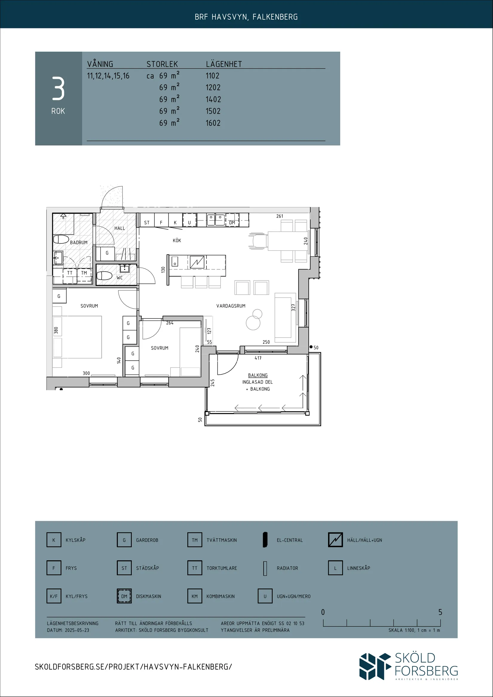 Bostadsrätt, Hjortvägen 8, lgh nr 1102, Falkenberg