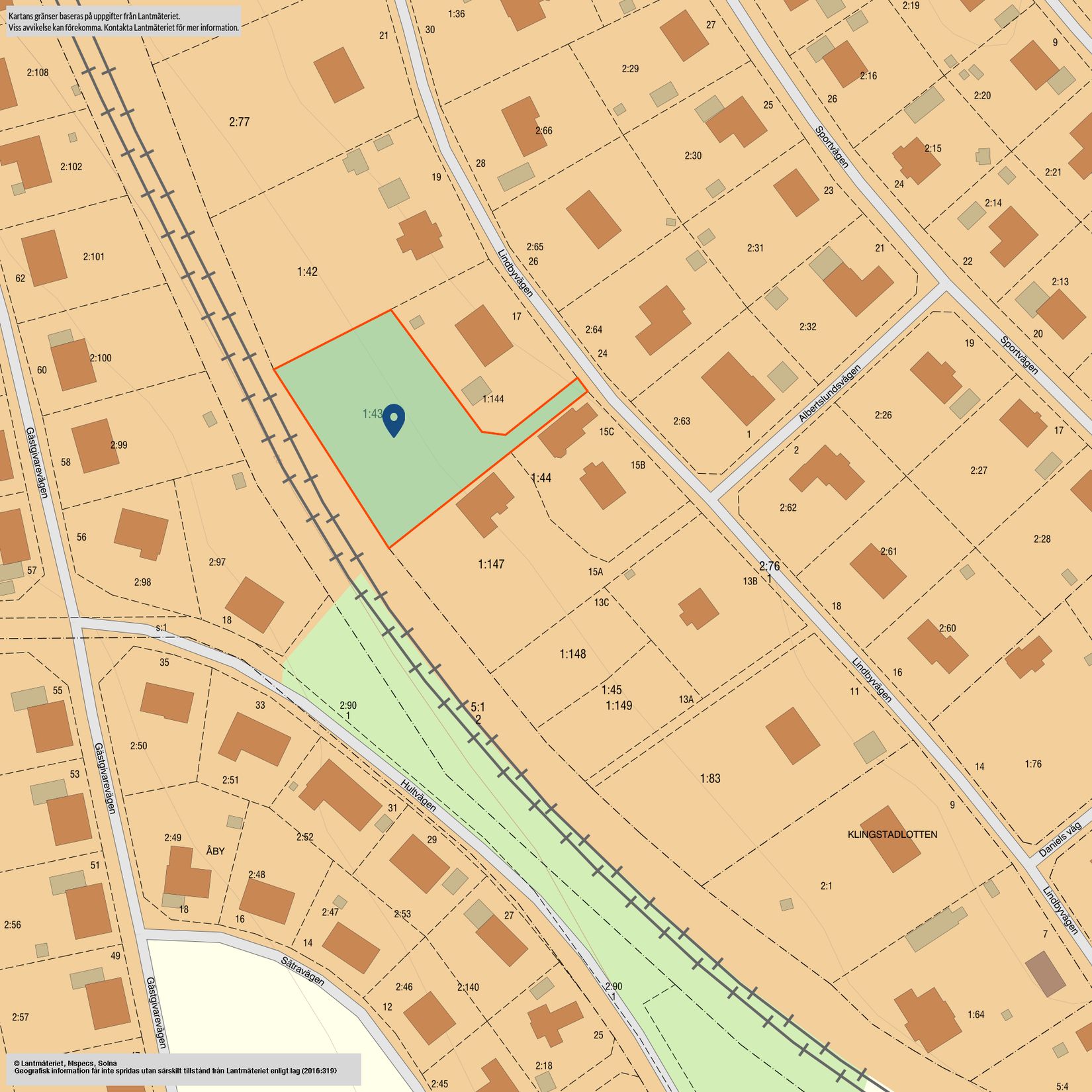 Tomt, Lindbyvägen 17, Åby, Norrköping