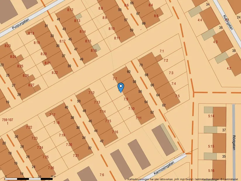 Radhus, Karmosingatan 58, Näset, Göteborg