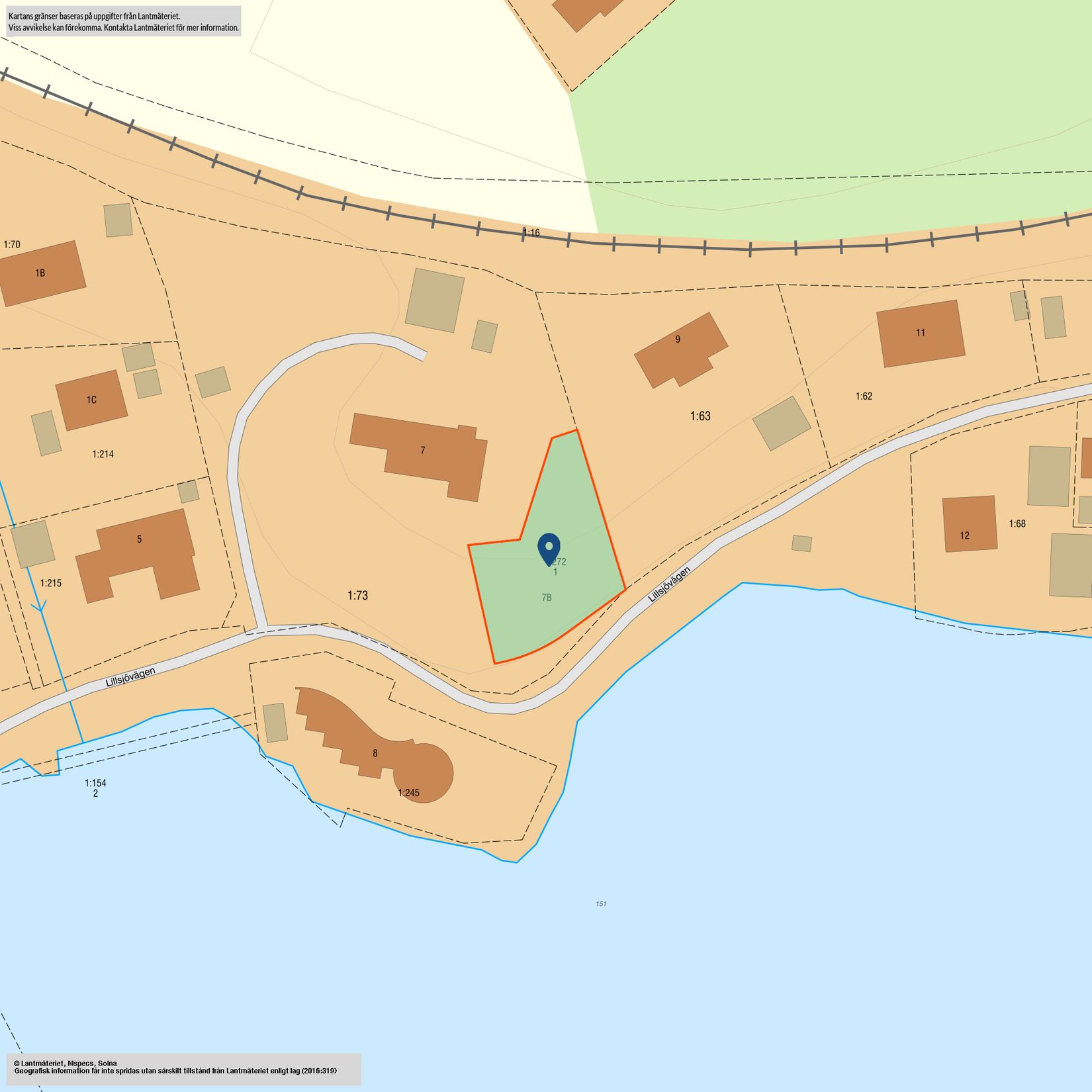 Tomt, Lillsjövägen 7B, Borås