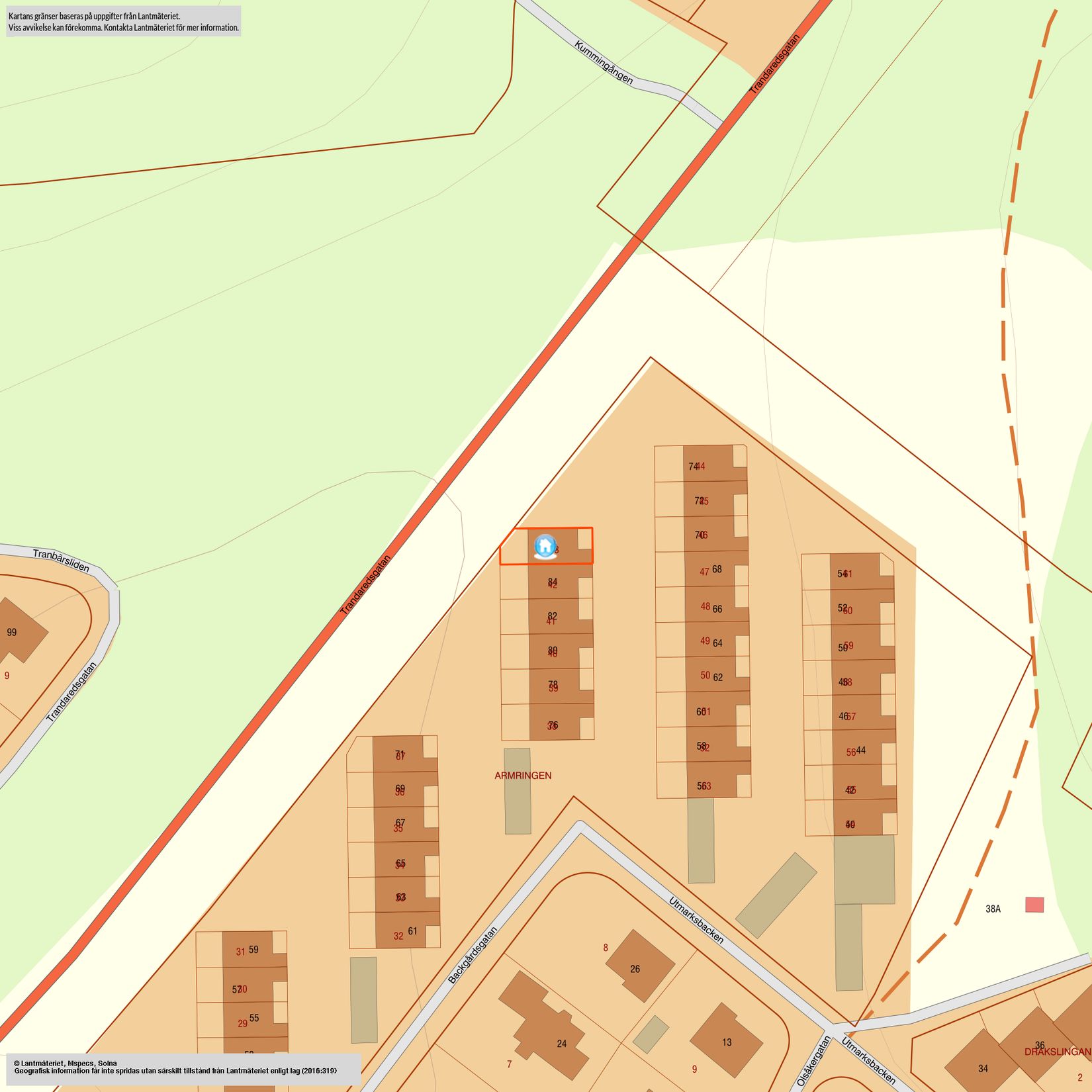 Radhus, Utmarksbacken 86, Trandared, Borås