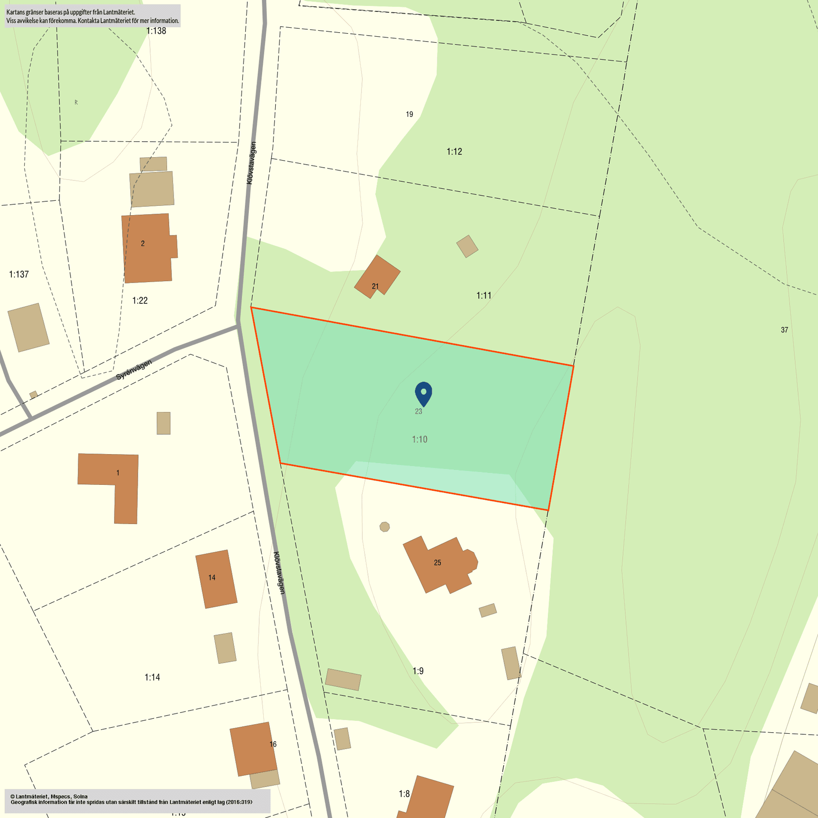 Tomt, Klövstavägen 23, Klövsta, Nynäshamn