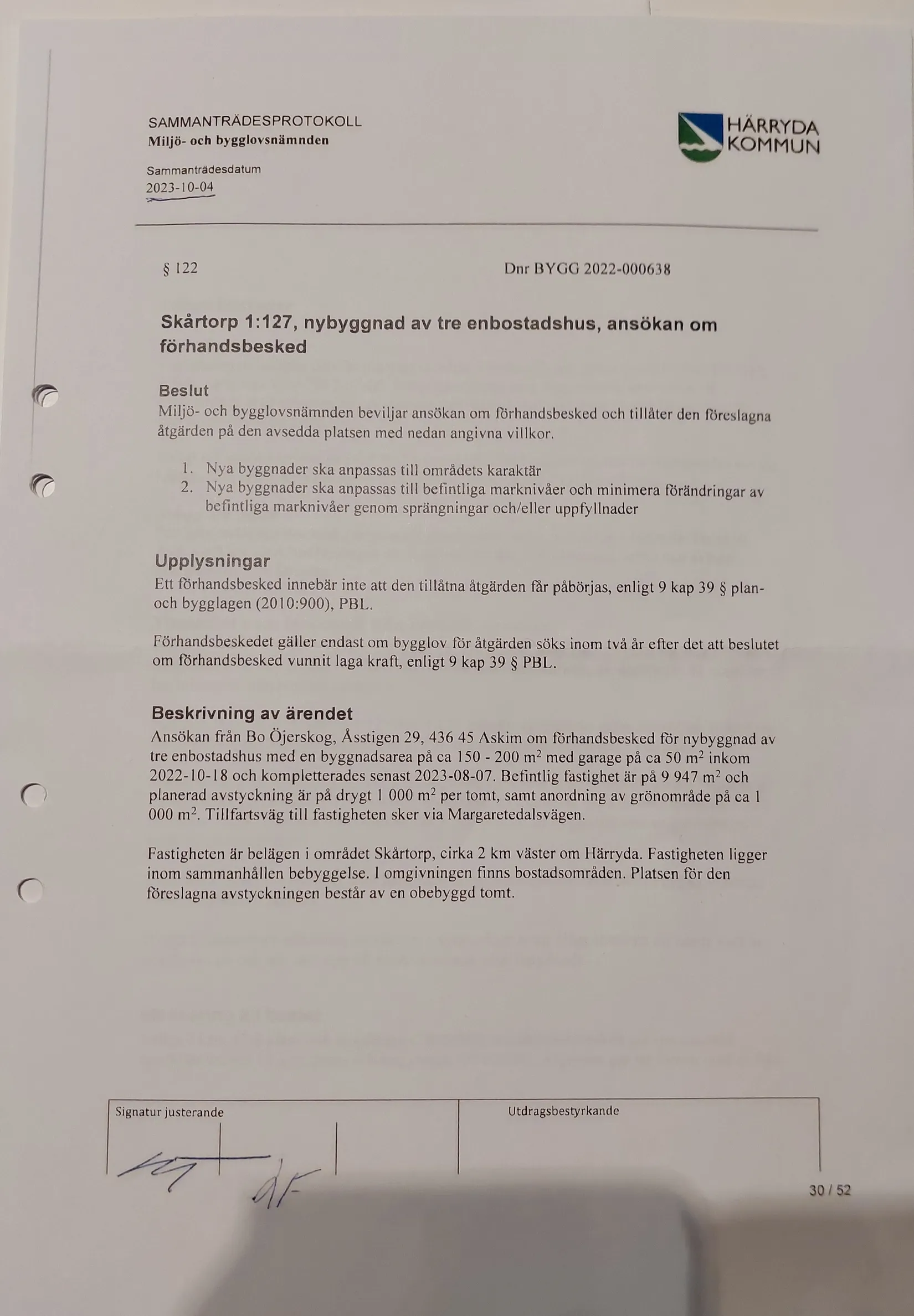 Tomt, Margretedalsvägen 27C, Härryda