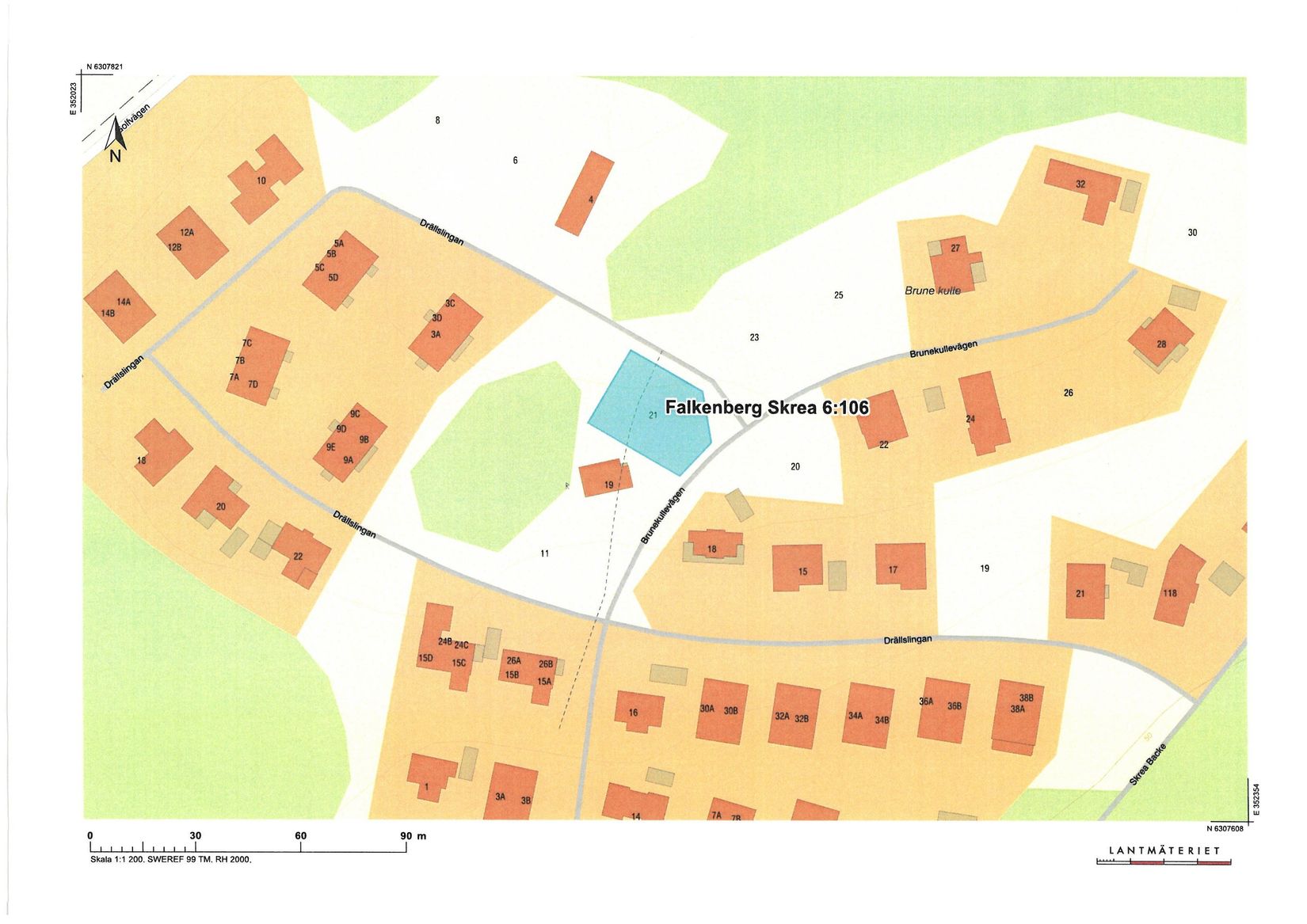 Tomt, Brunekullevägen 21, Skrea / Brune Kulle, Falkenberg