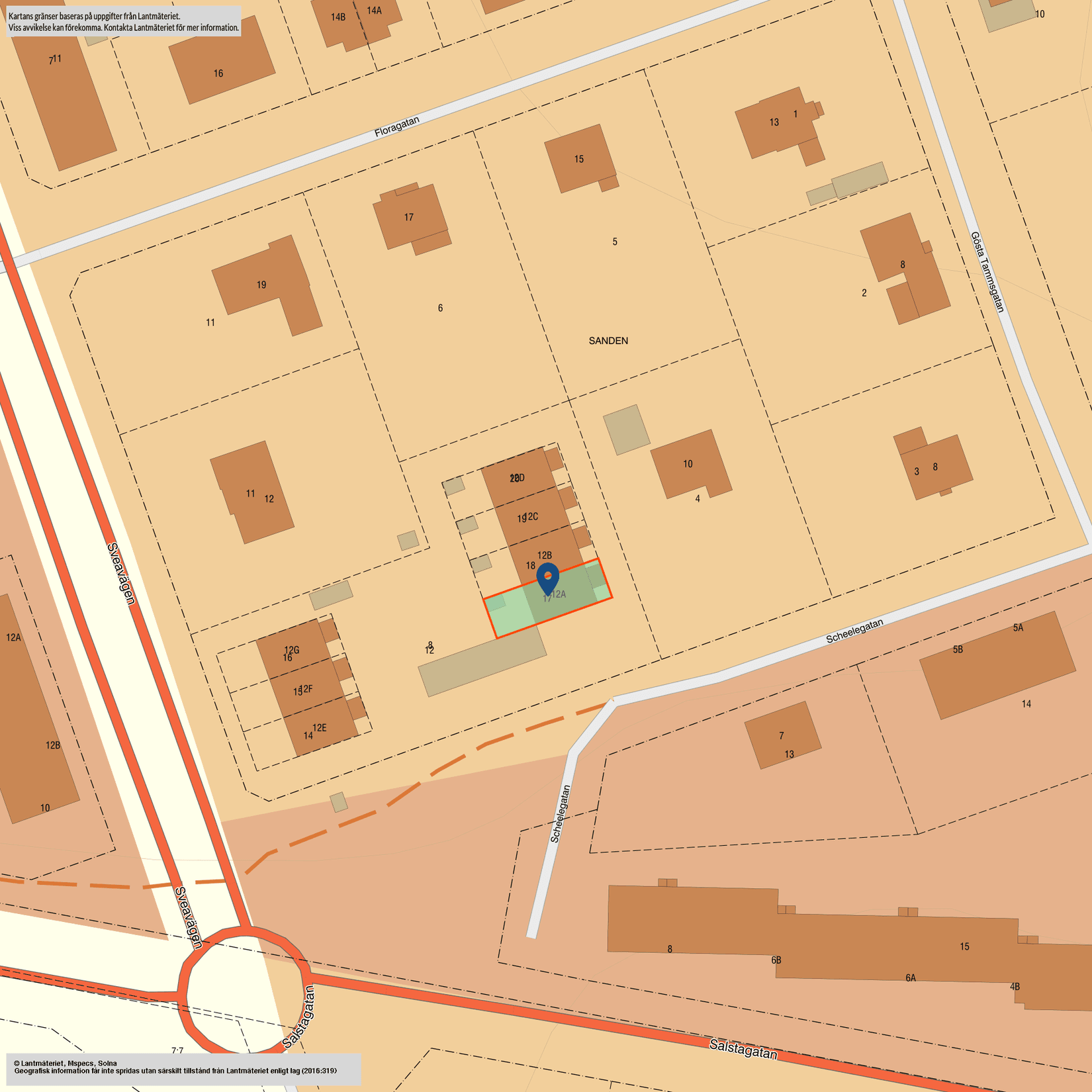 Radhus, Scheelegatan 12A, Sanden, Flen