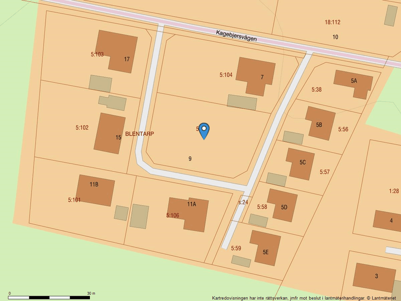 Tomt, Kagebjersvägen 9, Blentarp, Sjöbo