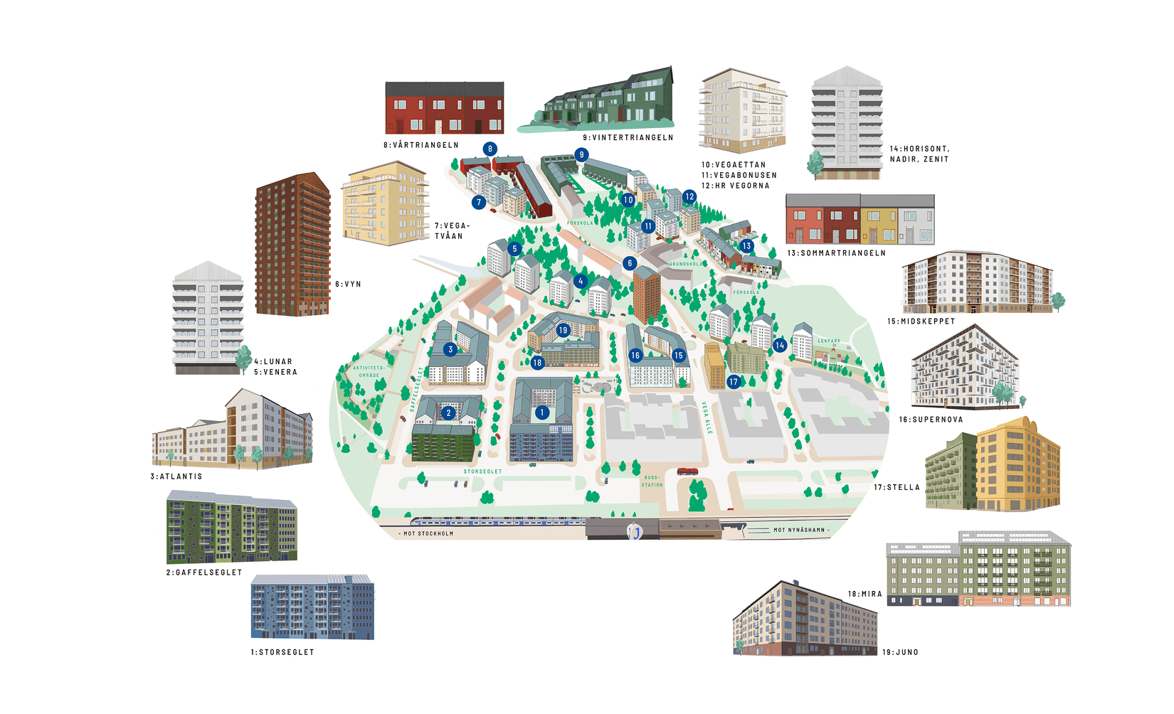 Bostadsrätt, Gaffelseglet 19 lgh 2603 Vyn, våning 16, skylevel, högst upp, Vega, Haninge