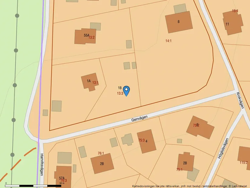 Tomt, Genvägen 1B, Hanviken/Trollbäcken, Tyresö