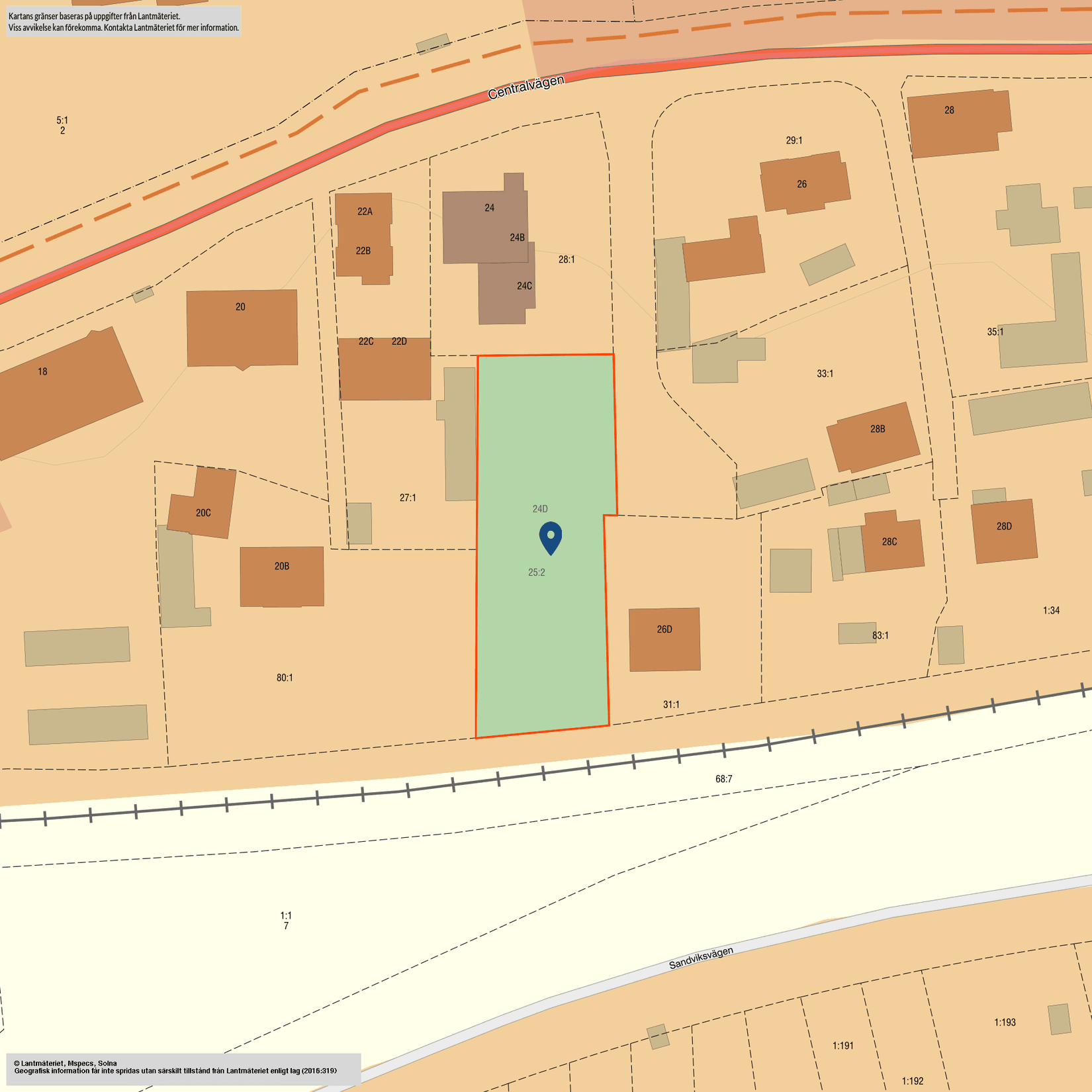 Tomt, Centralvägen 24D, Hosjö, Falun